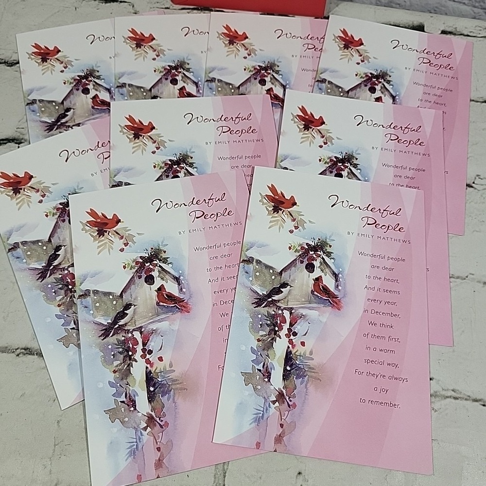 Vintage American Greetings Christmas Cards Lot Of 9 Pink Wonderful People Poem
